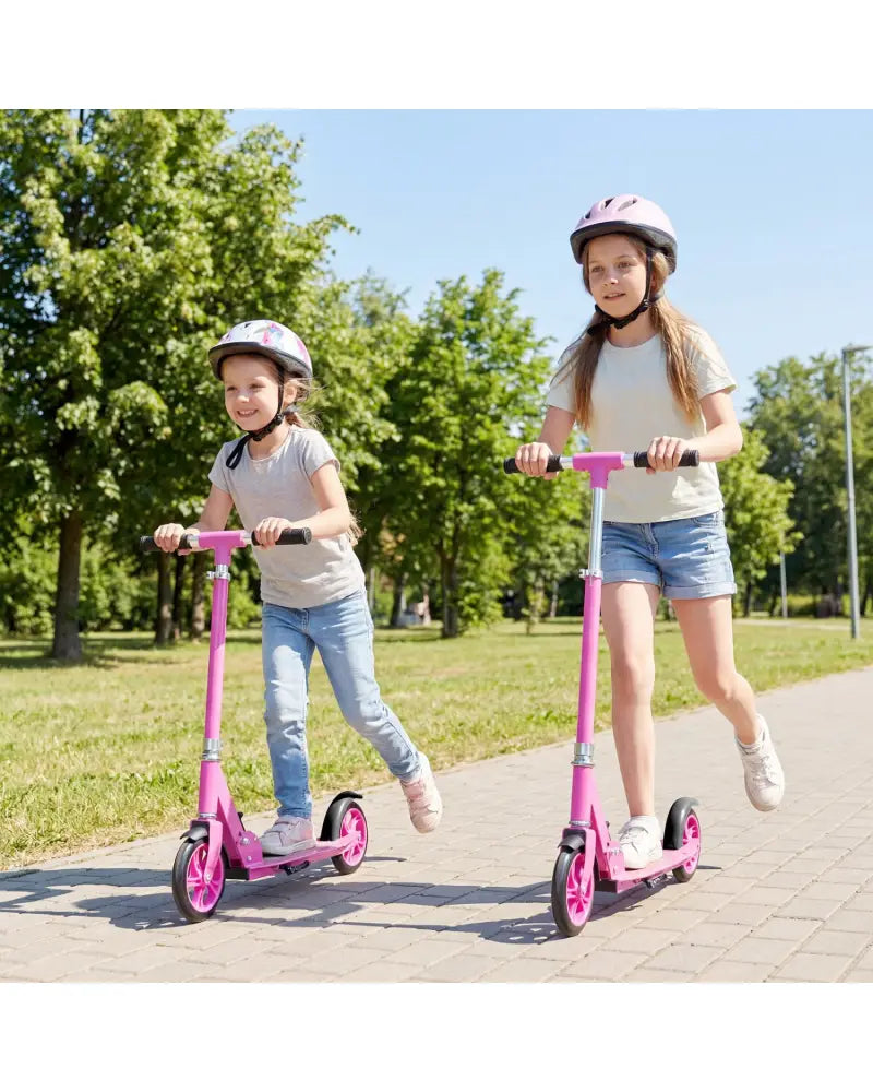 Folding Aluminum Alloy Scooter with 3 Adjustable Heights-Pink - Pink - Scooters