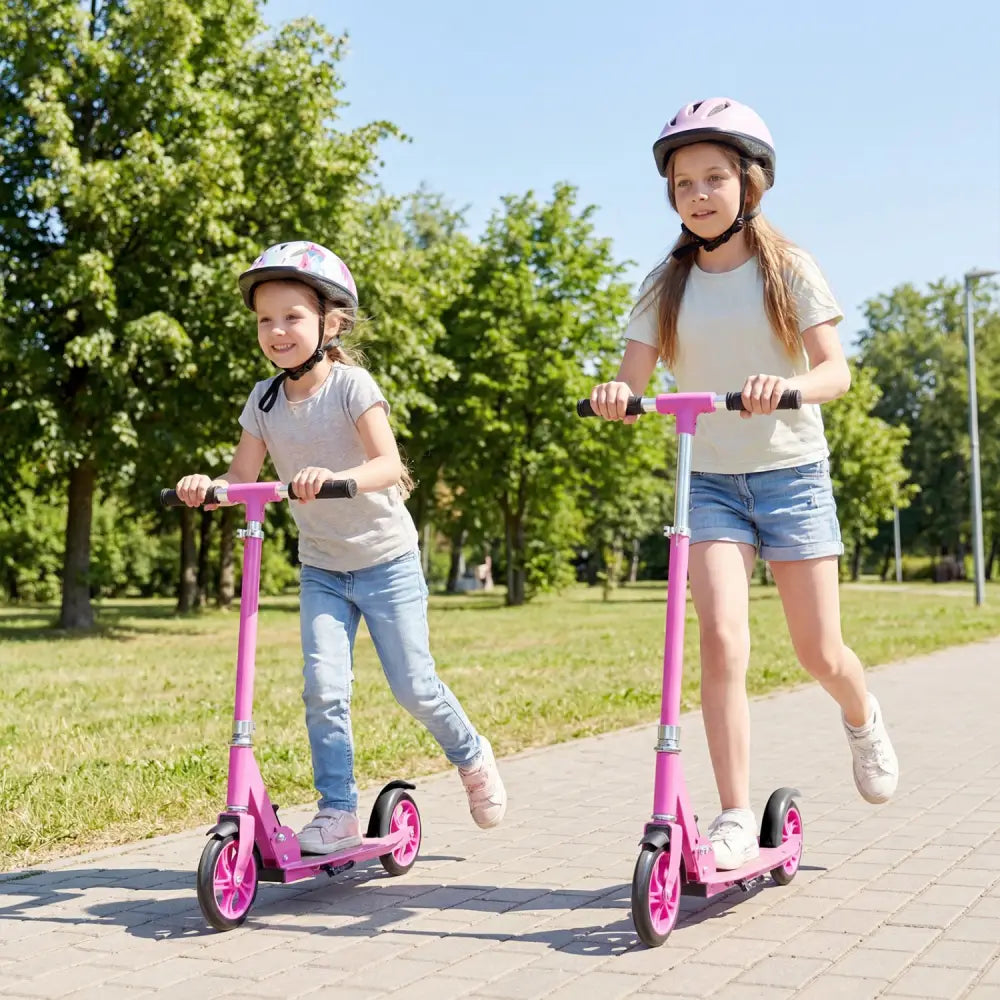Folding Aluminum Alloy Scooter with 3 Adjustable Heights-Pink - Pink - Scooters