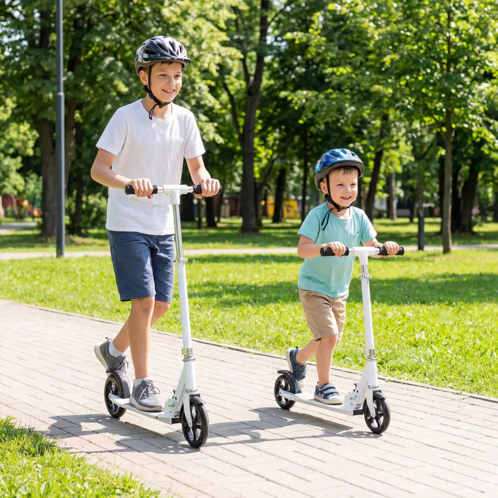 Folding Aluminum Alloy Scooter with 3 Adjustable Heights-White - White - Scooters