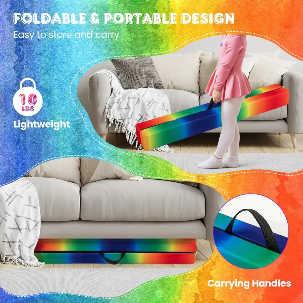 Folding Balance Beam with Solid Wood Base and Anti-slip Bottom-Multicolor - Multicolor - Yoga & Gym Mats