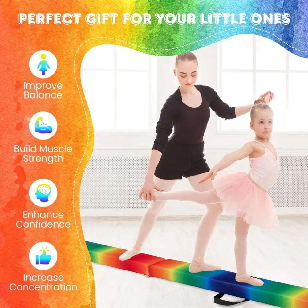 Folding Balance Beam with Solid Wood Base and Anti-slip Bottom-Multicolor - Multicolor - Yoga & Gym Mats