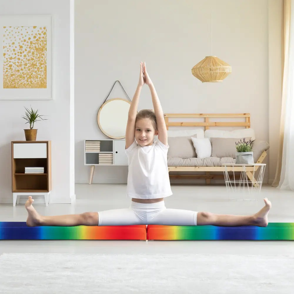 Folding Balance Beam with Solid Wood Base and Anti-slip Bottom-Multicolor - Multicolor - Yoga & Gym Mats