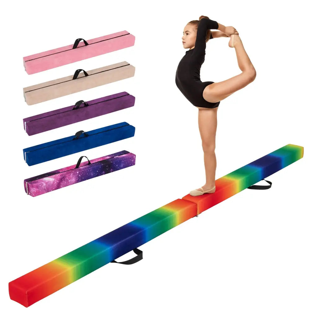 Folding Balance Beam with Solid Wood Base and Anti-slip Bottom-Multicolor - Multicolor - Yoga & Gym Mats