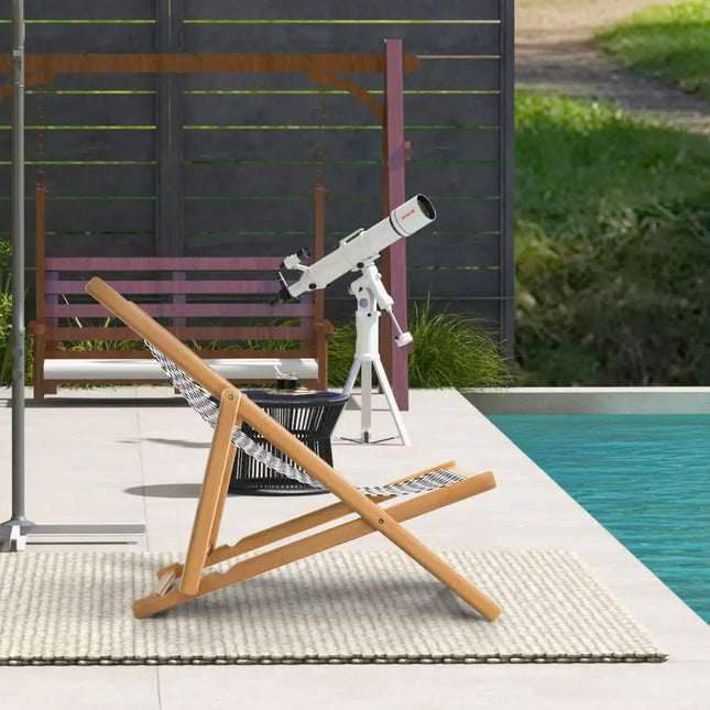 Folding Bamboo Sling Chair with Adjustable Backrest and Canvas-Natural - Natural - Outdoor Chaise Lounges