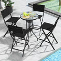 Folding Bar Stools Set of 2 Backrest Humanized Footrest-Black - Black - Patio Bar Furniture