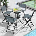 Folding Bar Stools Set of 2 Backrest Humanized Footrest-Blue - Blue - Patio Bar Furniture