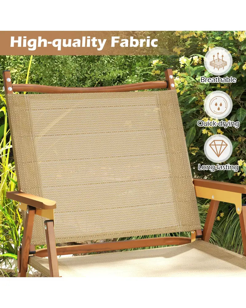Folding Camp Chairs Set of 2 Lightweight Beach Chairs-Beige - Beige - Beach & Lawn Chairs