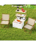 Folding Camp Chairs Set of 2 Lightweight Beach Chairs-Beige - Beige - Beach & Lawn Chairs