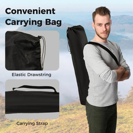 Folding Camping Chair with Footrest Camping Lounge Chair with Carry Bag-Black - Black - Camping Furniture