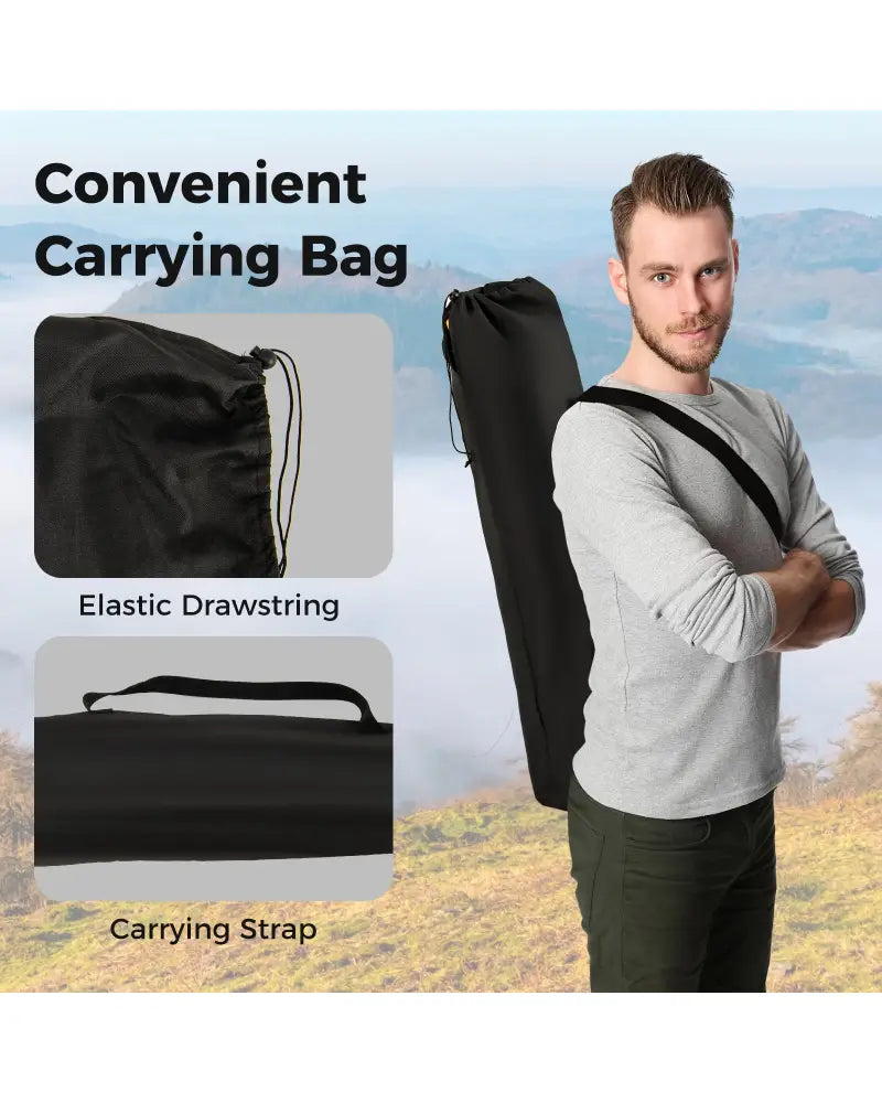 Folding Camping Chair with Footrest Camping Lounge Chair with Carry Bag-Black - Black - Camping Furniture