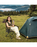 Folding Camping Chair with Footrest Camping Lounge Chair with Carry Bag-Black - Black - Camping Furniture