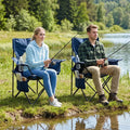Folding Camping Chair with Mesh Fabric Backrest Solid Metal Frame and Carrying Bag-Blue - Blue - Camping Furniture