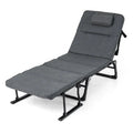 Folding Camping Cot with Mattress 3 in 1 Convertible Single Sofa Chaise Lounge Chair Sleeper-Gray - Gray - Camping