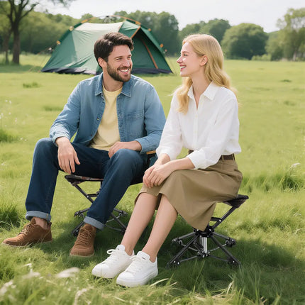 Folding Camping Stool 360° Swivel Hunting Chair with Anti-Sink Feet-Camouflage - Camouflage - Camping