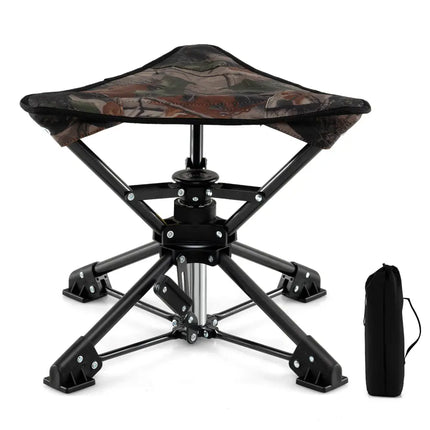 Folding Camping Stool 360° Swivel Hunting Chair with Anti-Sink Feet-Camouflage - Camouflage - Camping