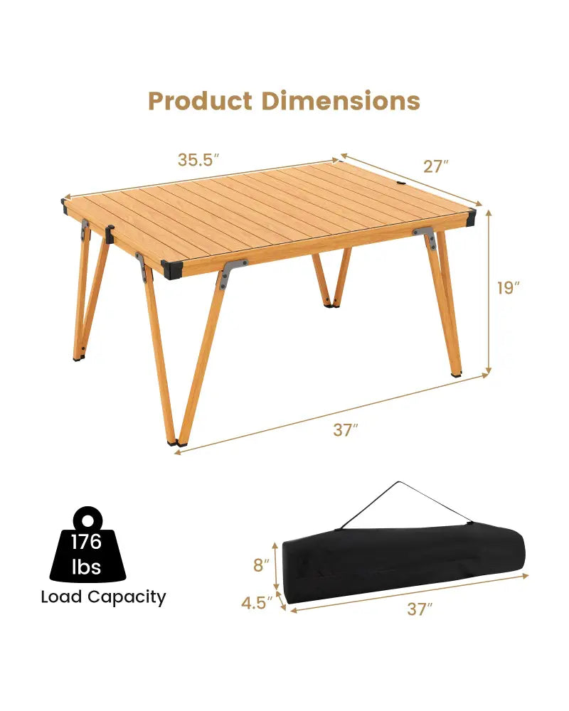 Folding Camping Table Picnic Table with Storage Bag and Waterproof Desktop-Brown - Brown - Picnic Tables