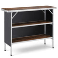 Folding Camping Table with 2-Tier Open Shelves for Outdoor BBQ-Coffee - Coffee - Camping Furniture