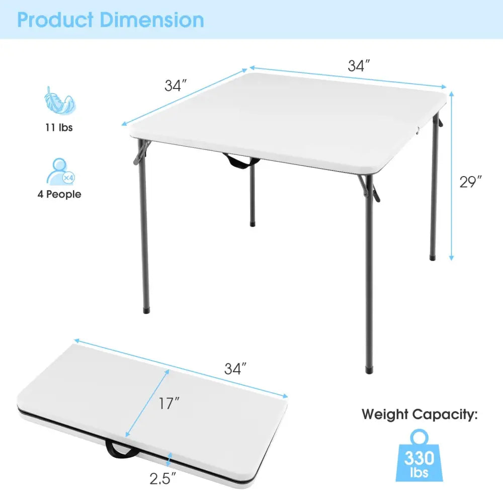 Folding Camping Table with All-Weather HDPE Tabletop and Rustproof Steel Frame-White - White - Camping Furniture