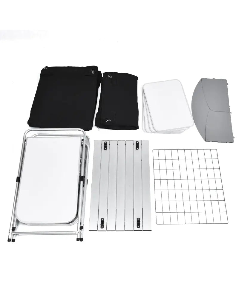 Folding Camping Table with Storage Organizer-Black - Black - Camping Furniture