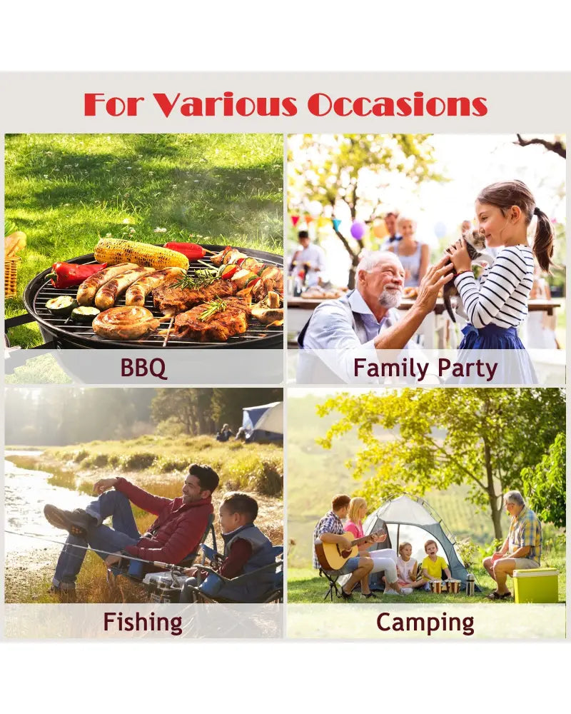 Folding Camping Table with Storage Organizer-Black - Black - Camping Furniture