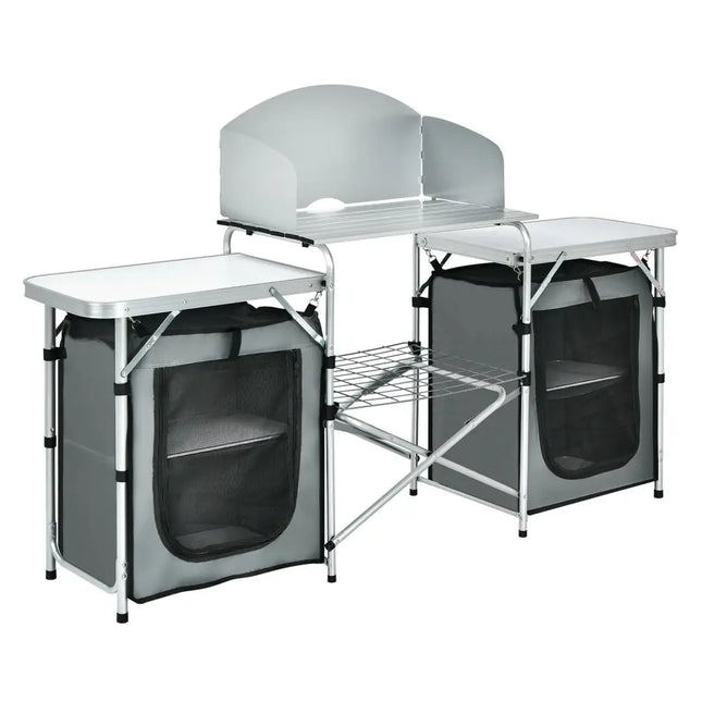 Folding Camping Table with Storage OrganizerGray - Oasis Home Essentials