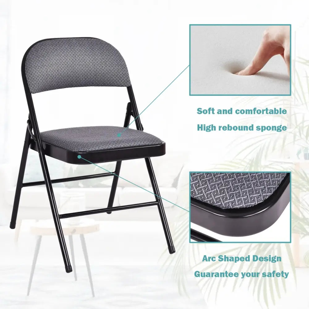 Folding Chair Set with Upholstered Seat and Fabric Covered Backrest - Conference Chairs