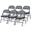 Folding Chair Set with Upholstered Seat and Fabric Covered Backrest-Set of 6 - Gray - Conference Chairs