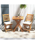 Folding Chair Table Set with Soft Seat Cushions and Table-White - White - Patio Conversation Sets