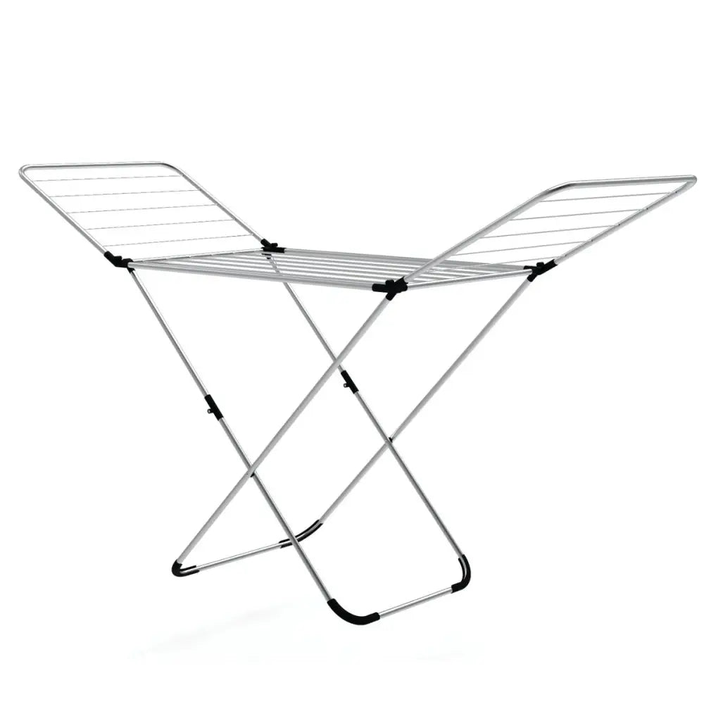 Folding Clothes Drying Rack with Adjustable Wings for Indoor and Outdoor Use - Silver - Drying Racks