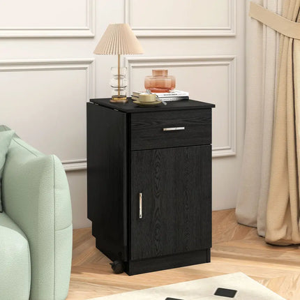 Folding Computer Desk with Drawer Mobile Home Office Desk with Cabinet-Black - Black - Computer Desks