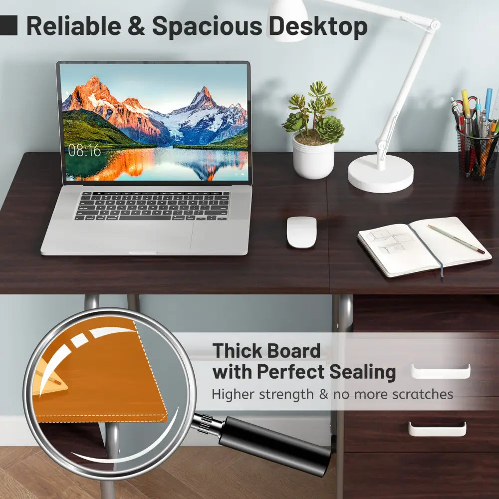 Folding Computer Laptop Desk Wheeled Home Office Furniture-Brown - Brown - Writing Desks