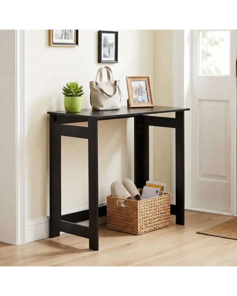 Folding Console Table with Foldable Legs-Black - Black - Console Tables