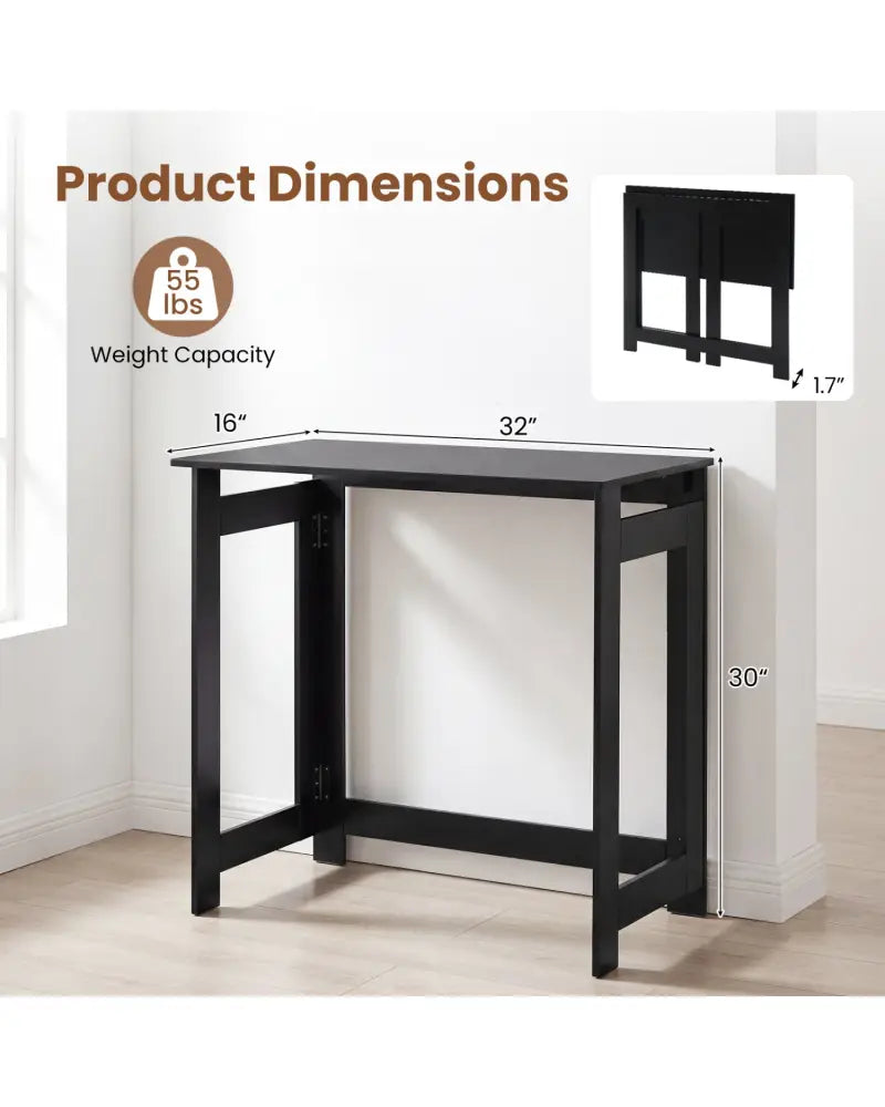 Folding Console Table with Foldable Legs-Black - Black - Console Tables