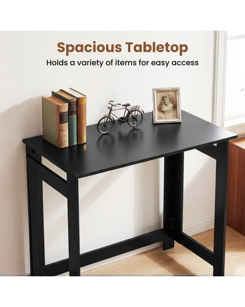 Folding Console Table with Foldable Legs-Black - Black - Console Tables