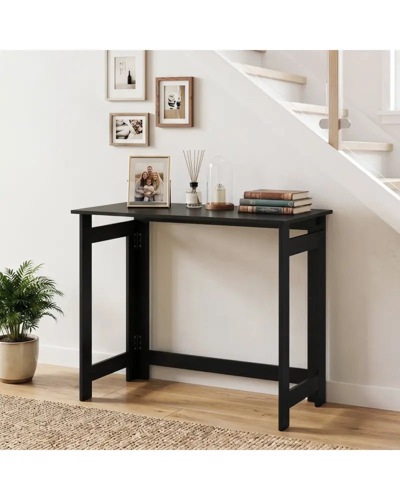 Folding Console Table with Foldable Legs-Black - Black - Console Tables