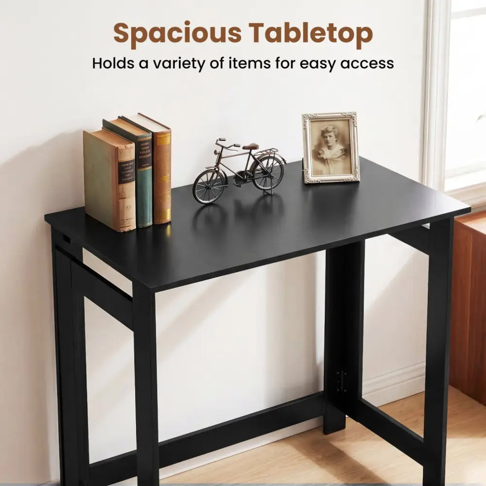 Folding Console Table with Foldable Legs-Black - Black - Console Tables