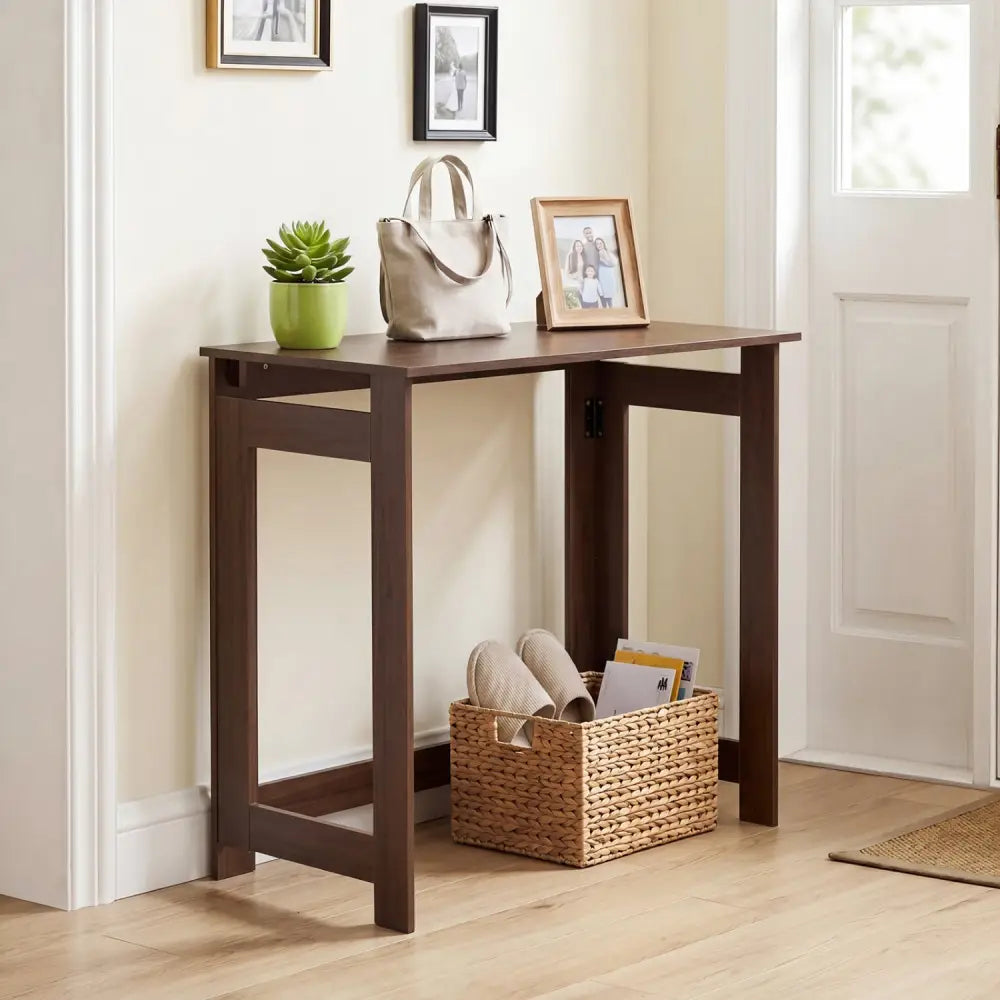 Folding Console Table with Foldable Legs-Brown - Brown - Console Tables