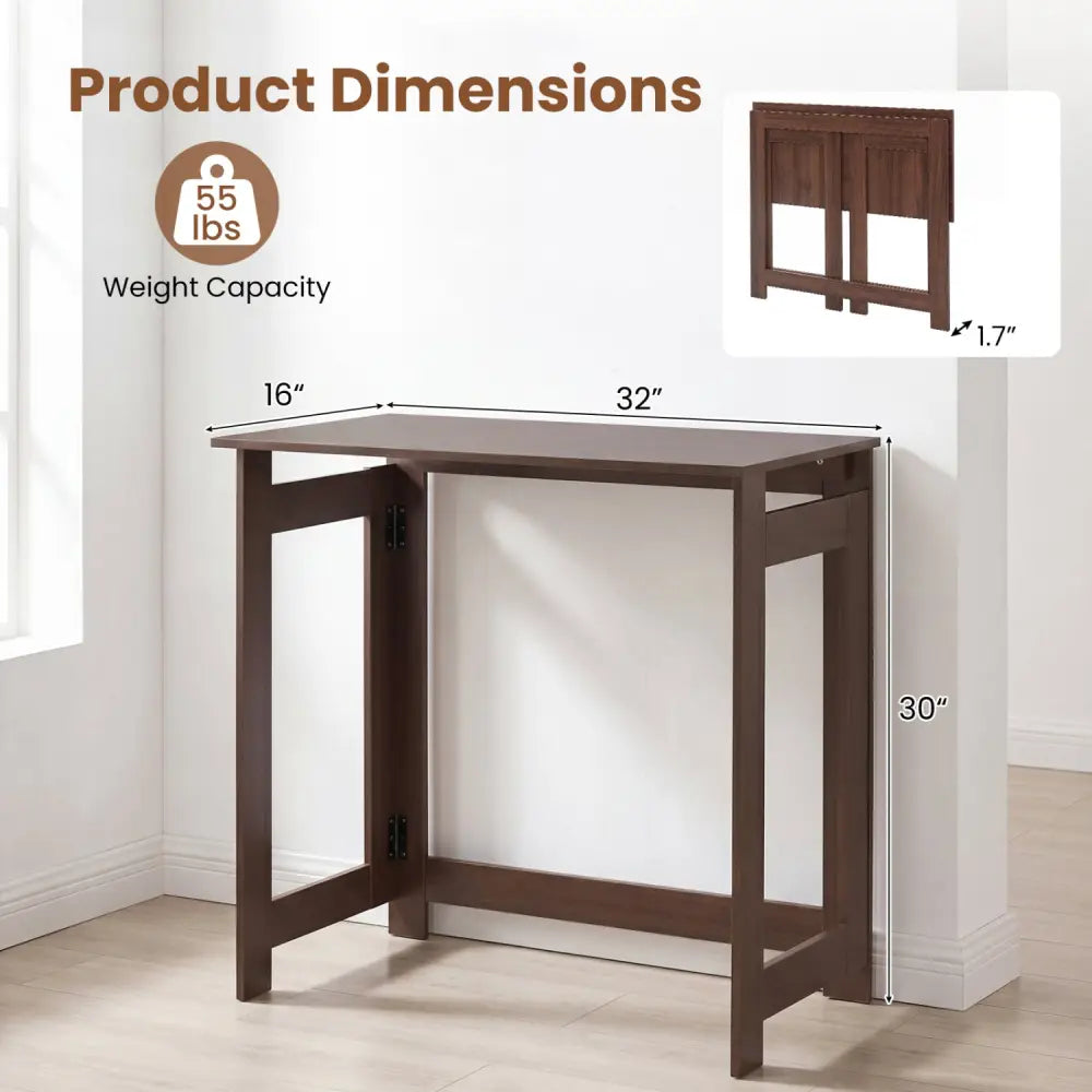 Folding Console Table with Foldable Legs-Brown - Brown - Console Tables