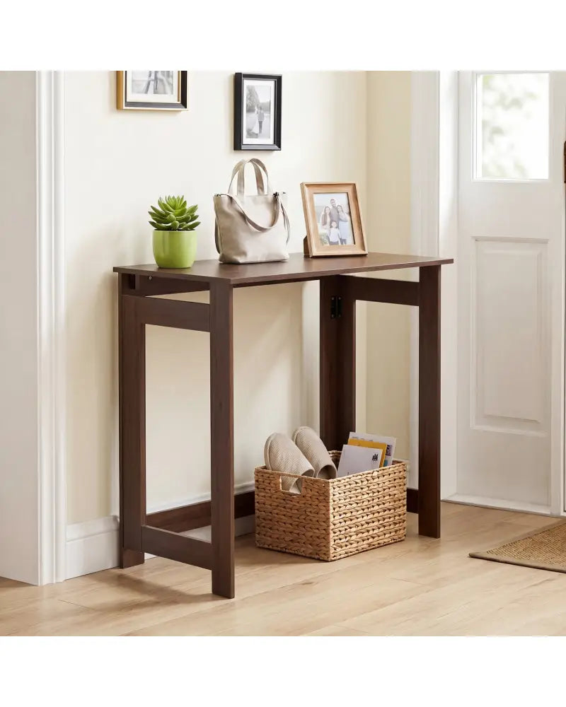Folding Console Table with Foldable Legs-Brown - Brown - Console Tables