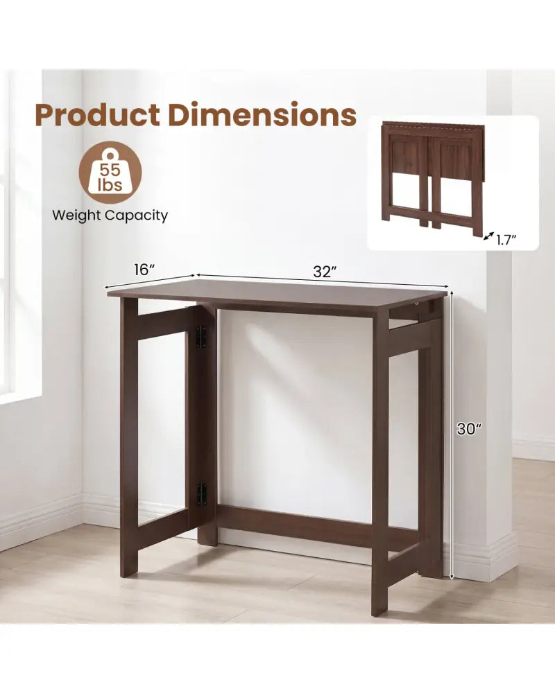 Folding Console Table with Foldable Legs-Brown - Brown - Console Tables
