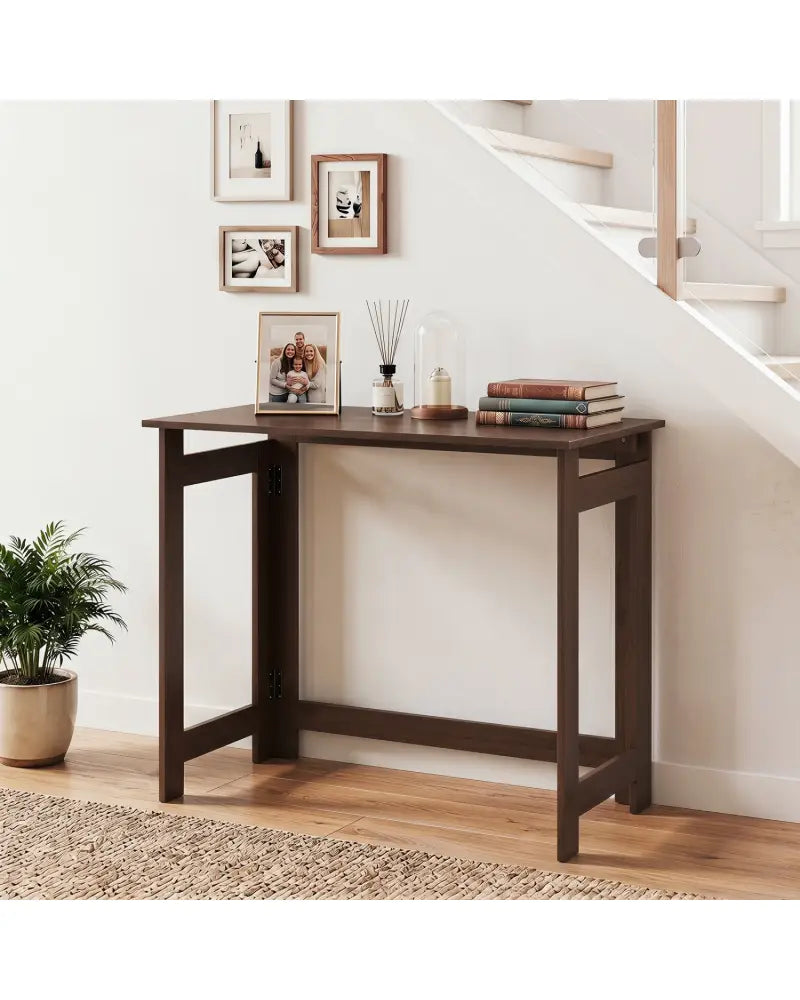 Folding Console Table with Foldable Legs-Brown - Brown - Console Tables
