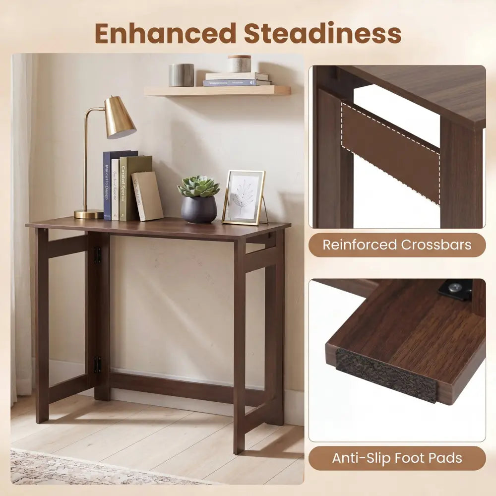 Folding Console Table with Foldable Legs-Brown - Brown - Console Tables