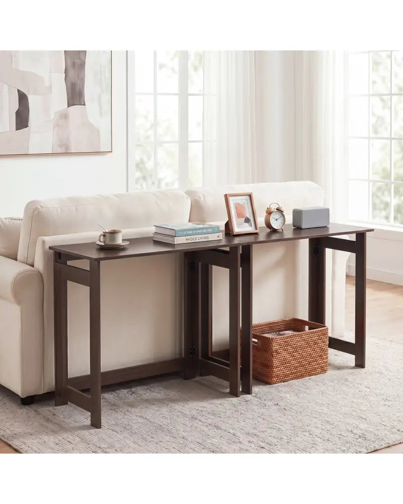 Folding Console Table with Foldable Legs-Brown - Brown - Console Tables