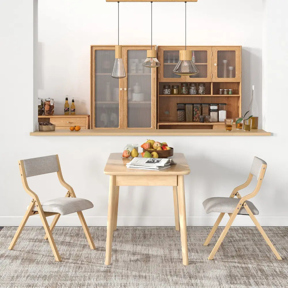 Folding Dining Chair Set of 4 Wooden Upholstered Dining Chairs with Solid Wood Frame - Dining Chairs