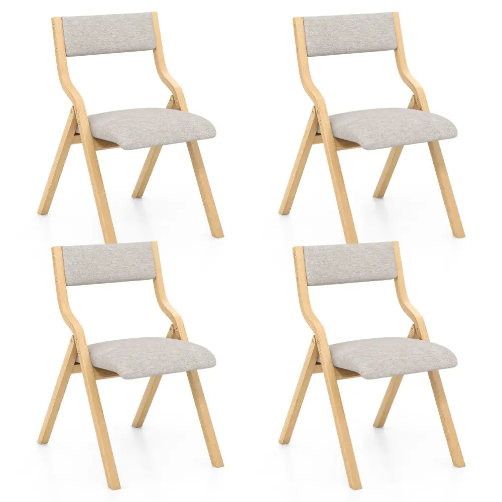 Folding Dining Chair Set of 4 Wooden Upholstered Dining Chairs with Solid Wood Frame - Dining Chairs