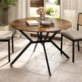 Folding Dining Table 47 Inch Extendable Round Kitchen Table with Drop Leaves-Rustic Brown - Rustic Brown - Dining Tables