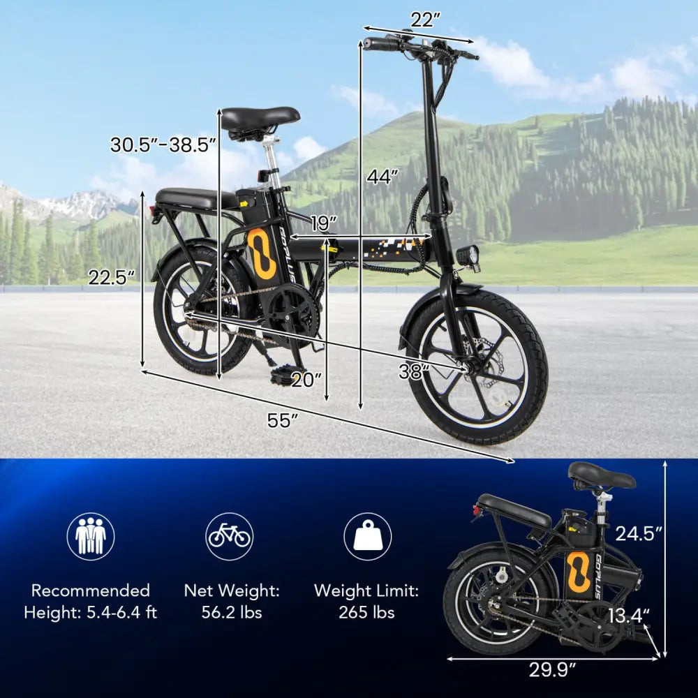 Folding Electric Bicycle with 500W Brushless Motor and Dual Disk Brakes - Exercise Machines