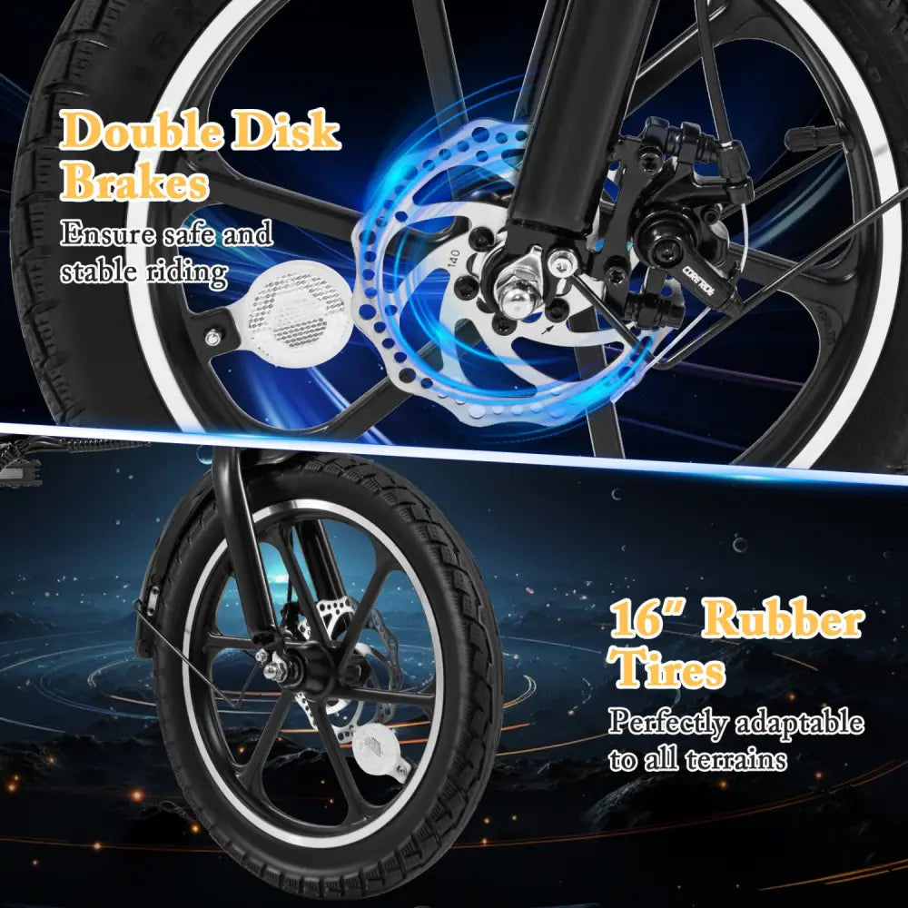 Folding Electric Bicycle with 500W Brushless Motor and Dual Disk Brakes - Exercise Machines