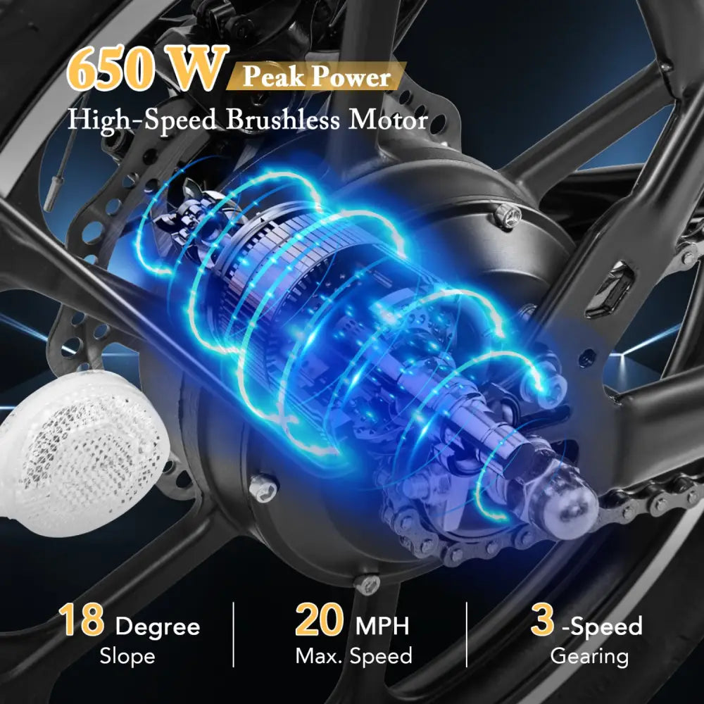 Folding Electric Bicycle with 500W Brushless Motor and Dual Disk Brakes - Exercise Machines