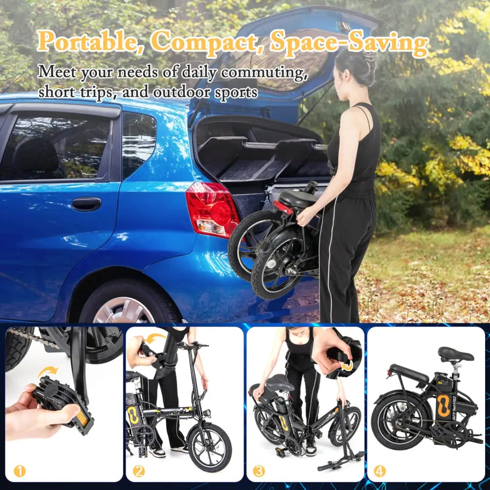 Folding Electric Bicycle with 500W Brushless Motor and Dual Disk Brakes - Exercise Machines